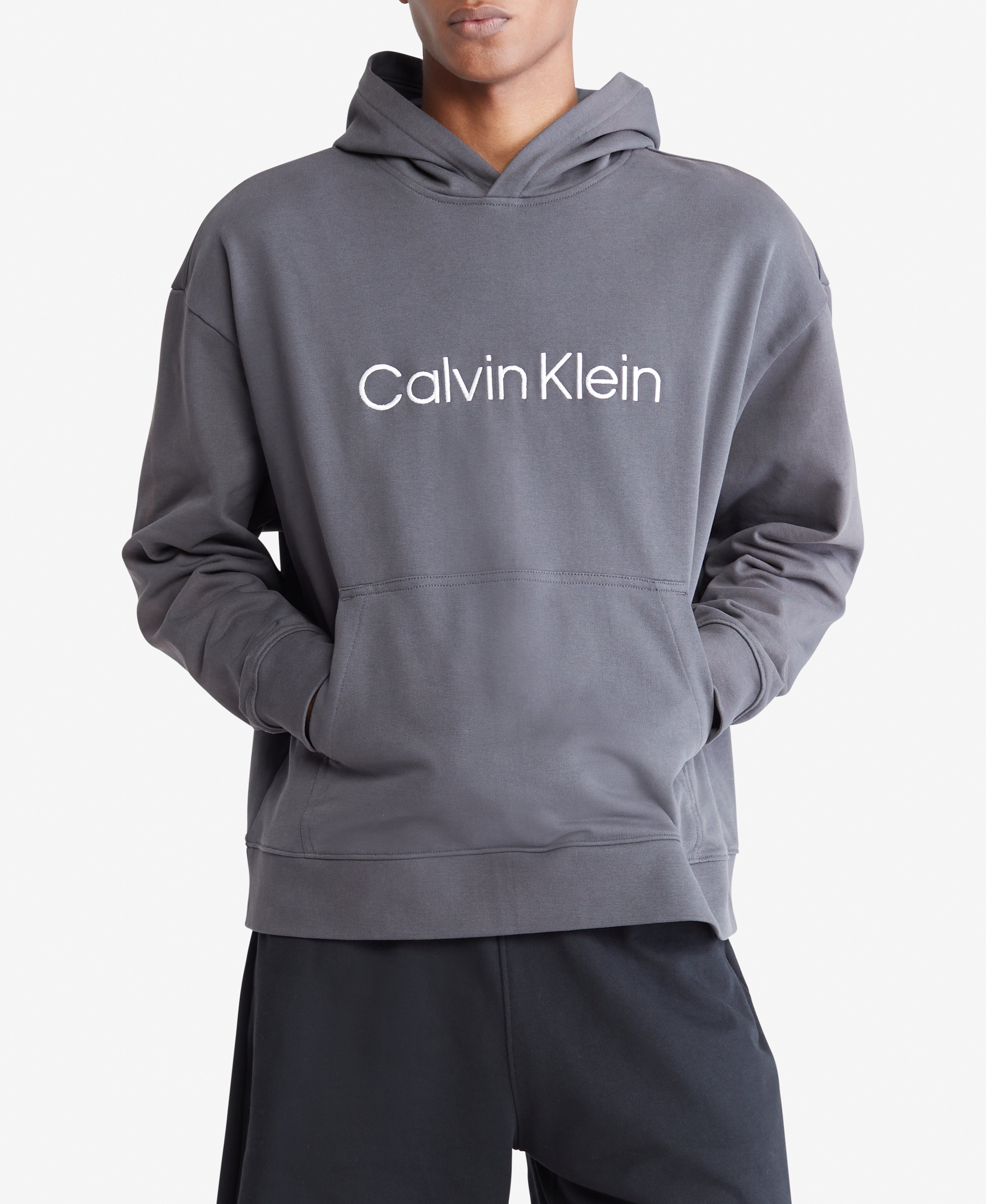  Calvin Klein Long Sleeves Standard Logo Terry - Black Beauty - Bonton