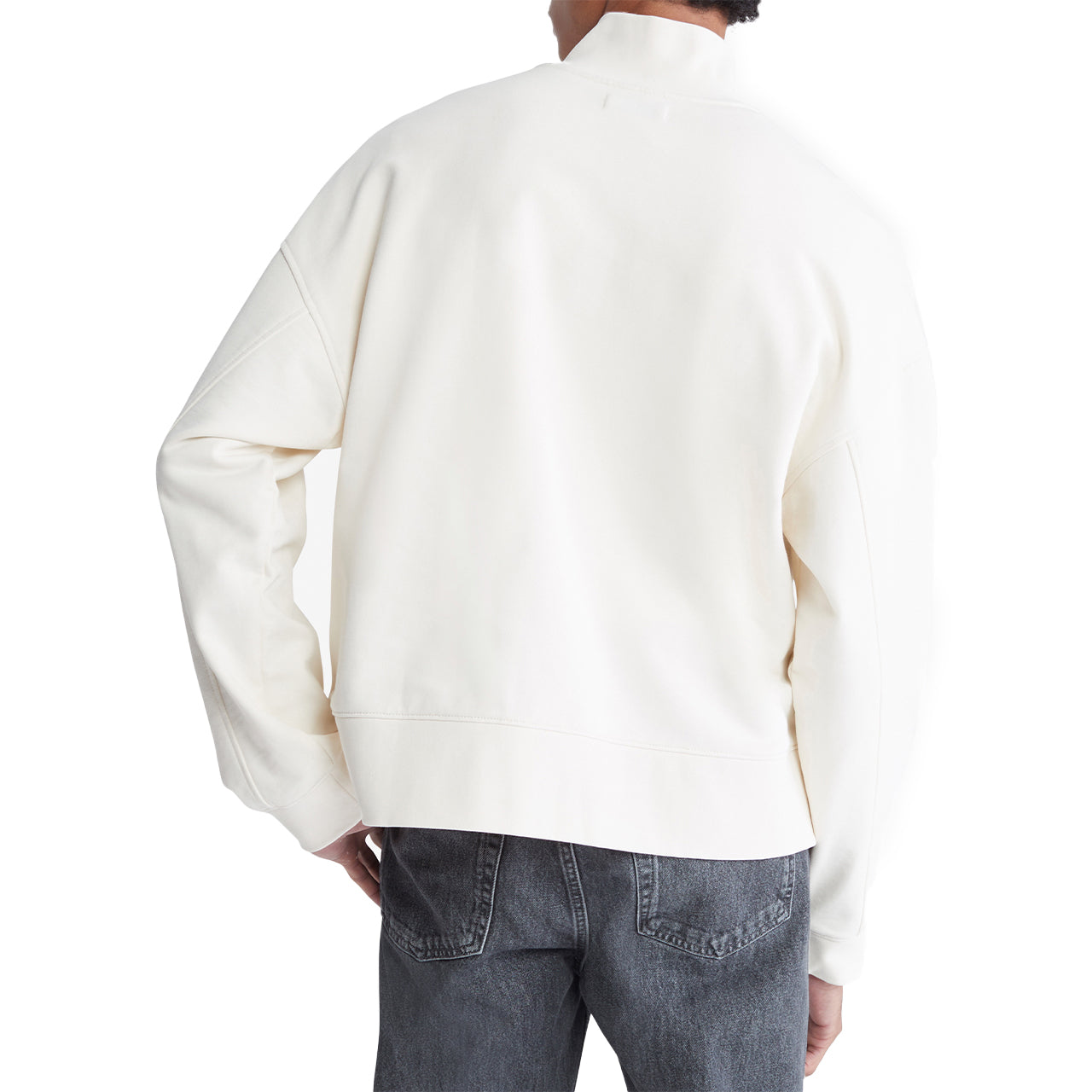  Calvin Klein Long Sleeves Relaxed Standard Funnel neck Quarter Zip Sweatshirt - Dark Sapphire - Bonton