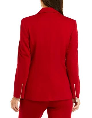 One Button Notch Collar Jacket With Sleeve Zippers