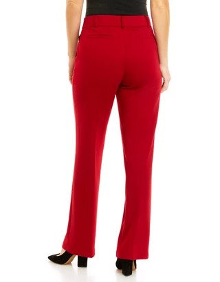  Kasper Pull On Faux Fly Wide Leg Trouser In Ponte - Fire Red - Bonton