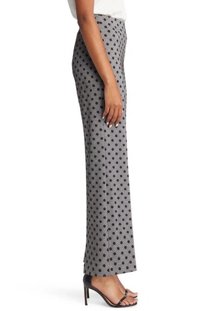  Anne Klein Dot Herringbone High Rise Pull-On Wide Leg Pants - Anne Black/ White - Bonton