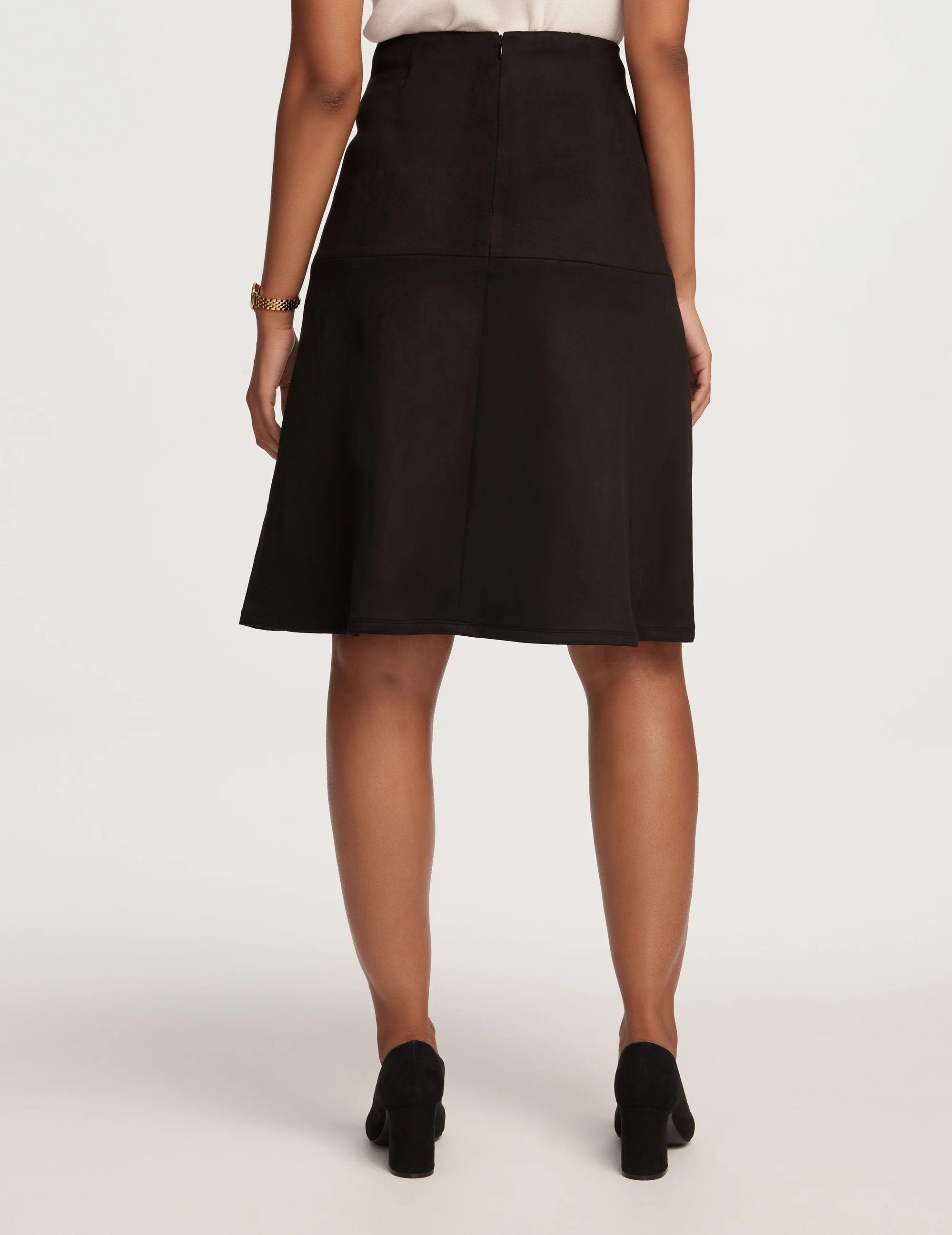  Anne Klein Flared Scuba Suede Skirt - Anne Black - Bonton