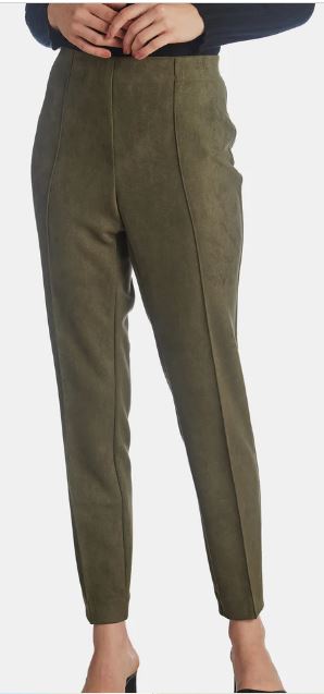  Anne Klein Suede Pull-on Slim Ankle Pants - Kelp - Bonton