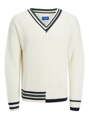 Split Knit V-Neck Sweater