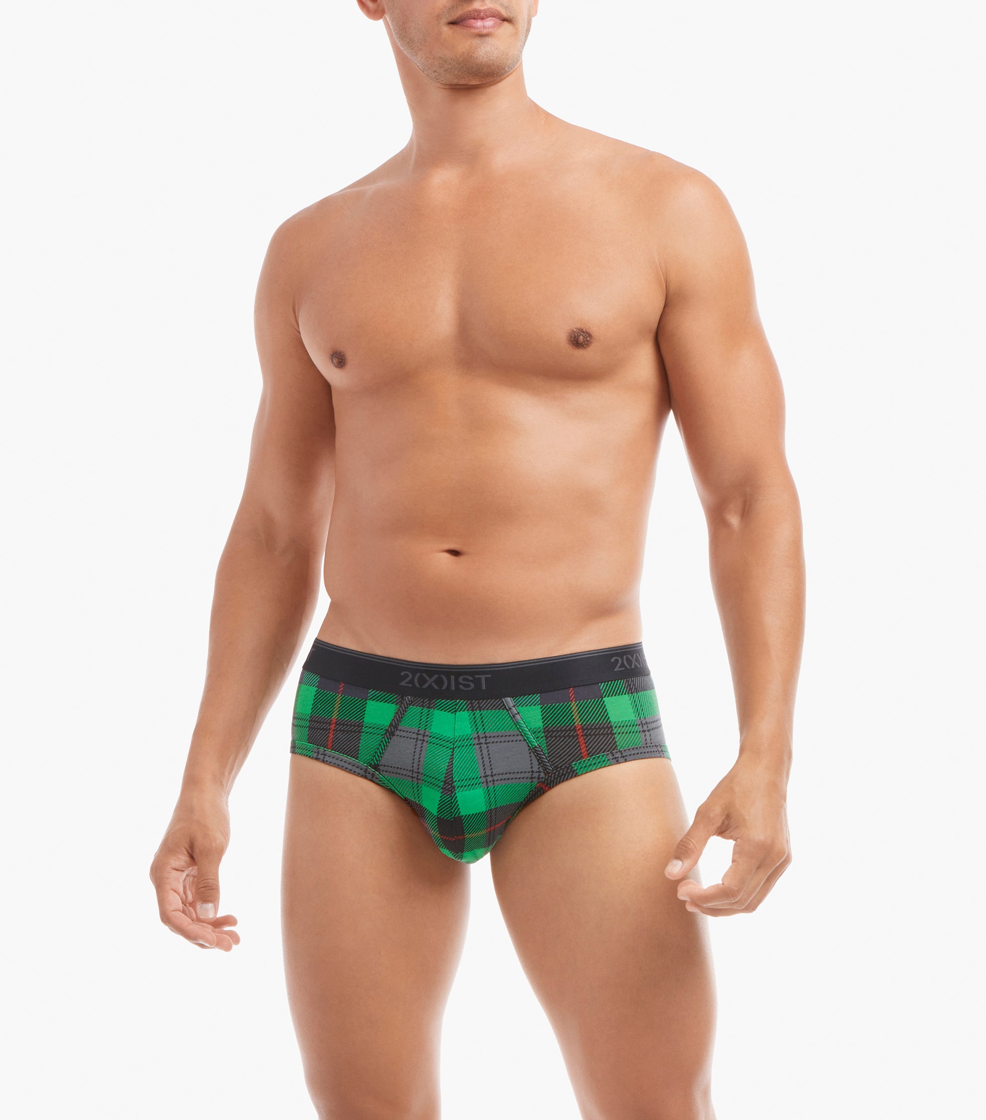  2xist Essential Low Rise 4 Packs Brief - Endangered / Tartan Plaid / Black / Redplaid - Bonton