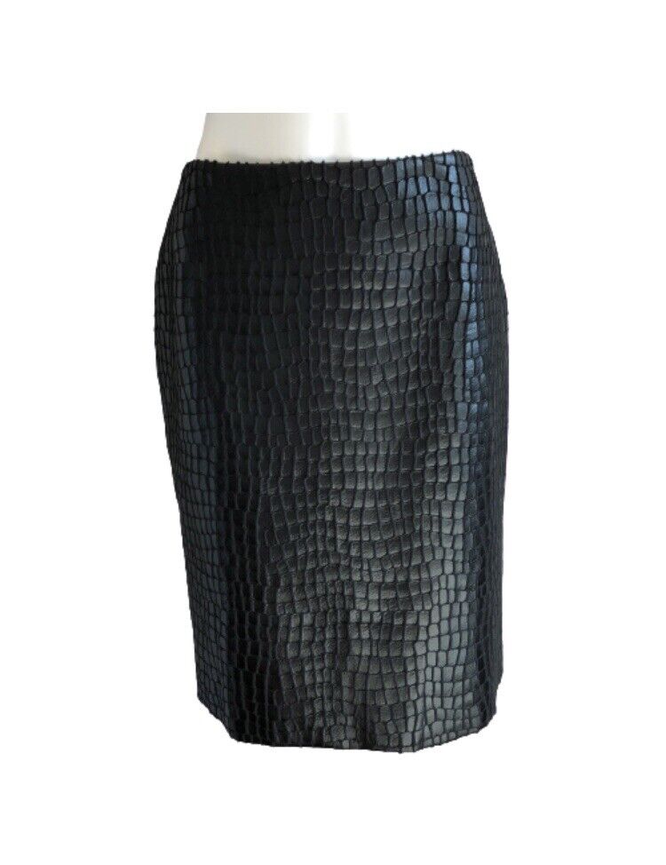  Anne Klein Faux Crocodile Embossed Skimmer Skirt - Anne Black - Bonton